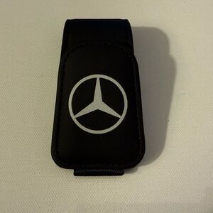Mercedes Benz Sunglass Holder for Car with Logo in Black Leather NWT